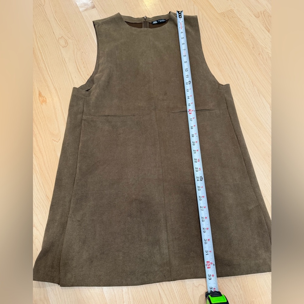 Zara Brown Sleeveless Suede Shift Dress